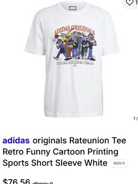 adidas White Cartoon Rateunion Team Graphic Tee